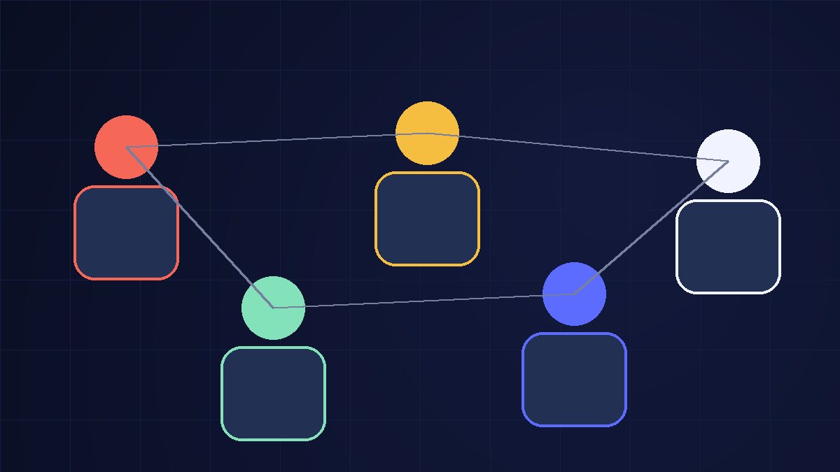 Editorial illustration of a distributed global team connected by an employment platform